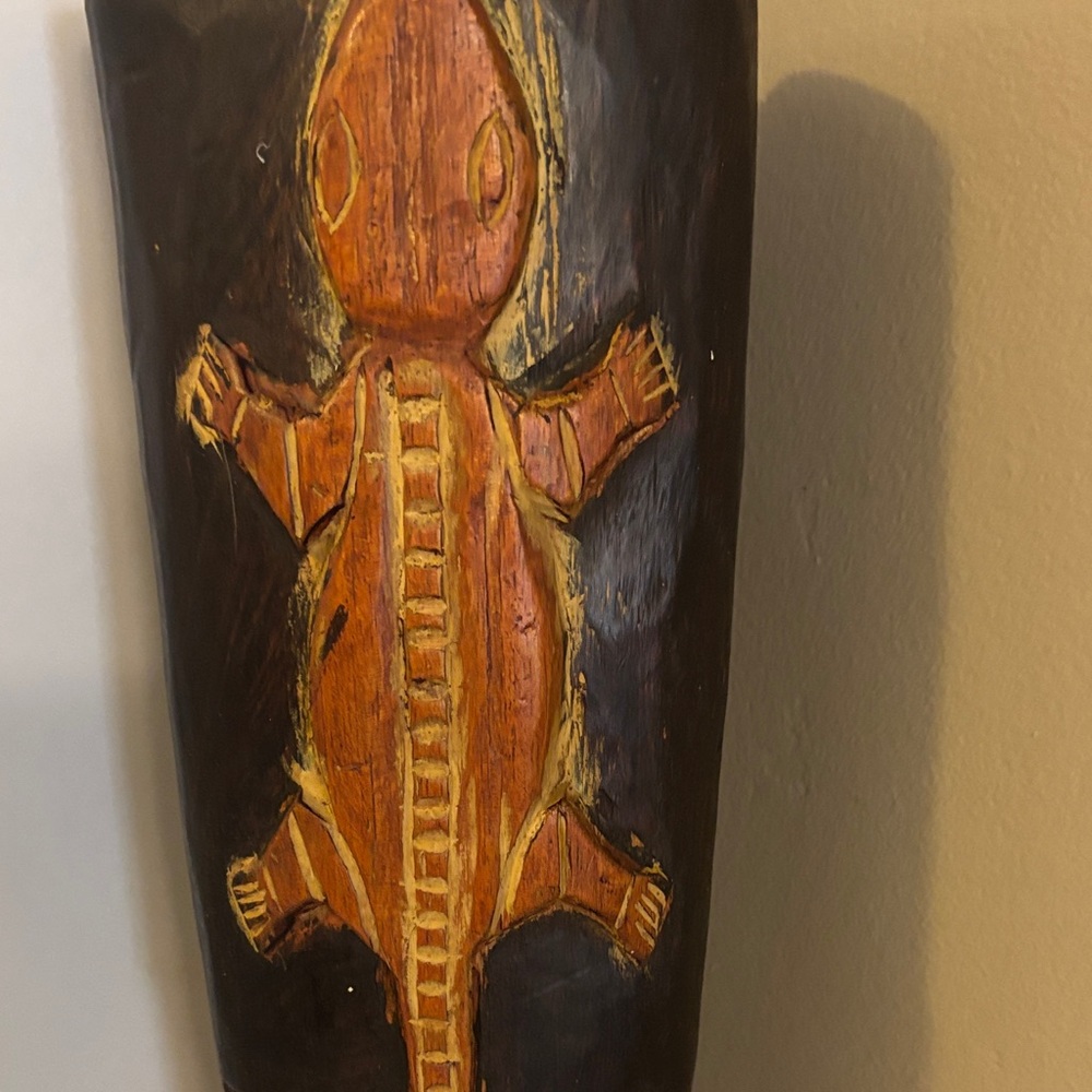 Handcrafted Tribal Mask Wall Art - Black and Brown - Picture 2 of 6